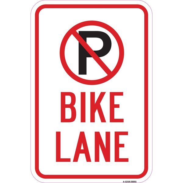 Signmission No Parking Bike Lane Within Pin No Parking Symbol Heavy-Gauge Aluminum, 12" x 18", A-1218-25051 A-1218-25051